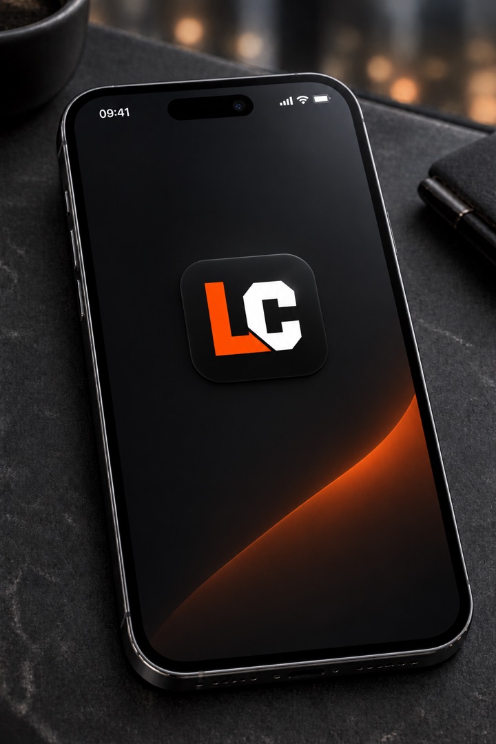 Celular com o ícone do aplicativo LOC e CIA na tela